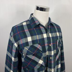 Sierra Ridge XLT Tall Vintage Lined Flannel Shirt Blue Green Plaid Acrylic